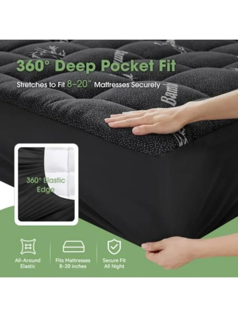 Cooling Twin XL Mattress Pad Topper - Ultra Soft Bamboo, Breathable, Deep Pocket